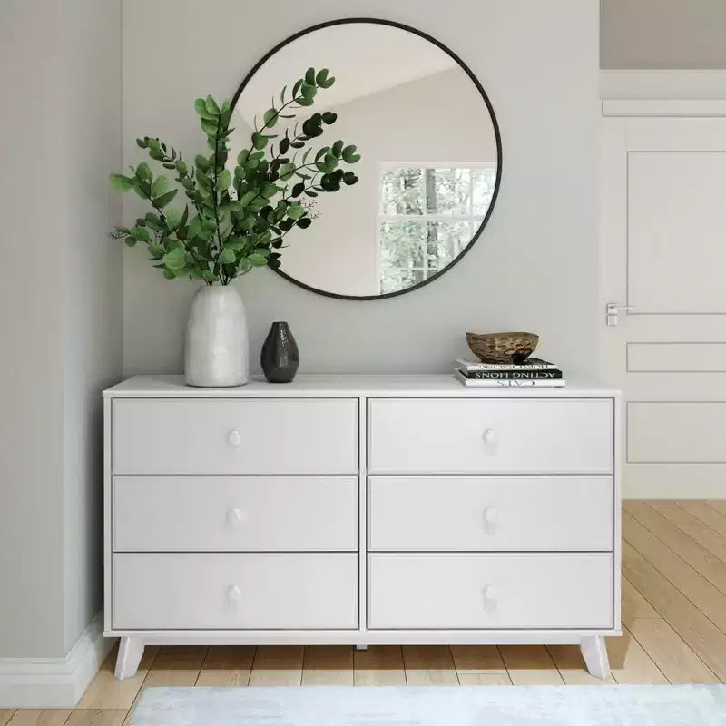 Plank+Beam Commode classique en bois massif 6 tiroirs, commode de rangement pour chambre, chiffonnier
