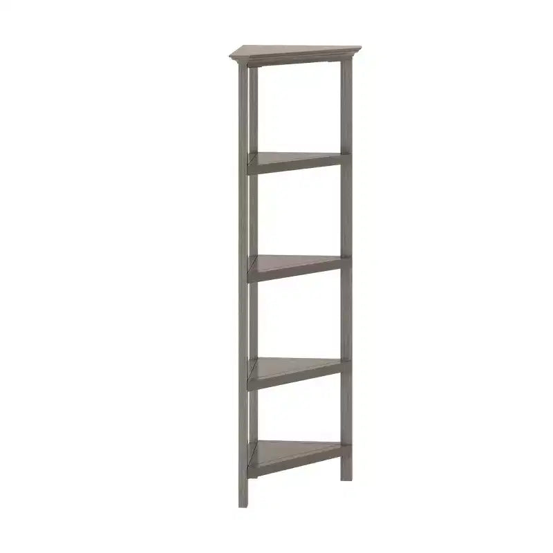 Bibliothèque d'angle HomeRoots en bois massif gris