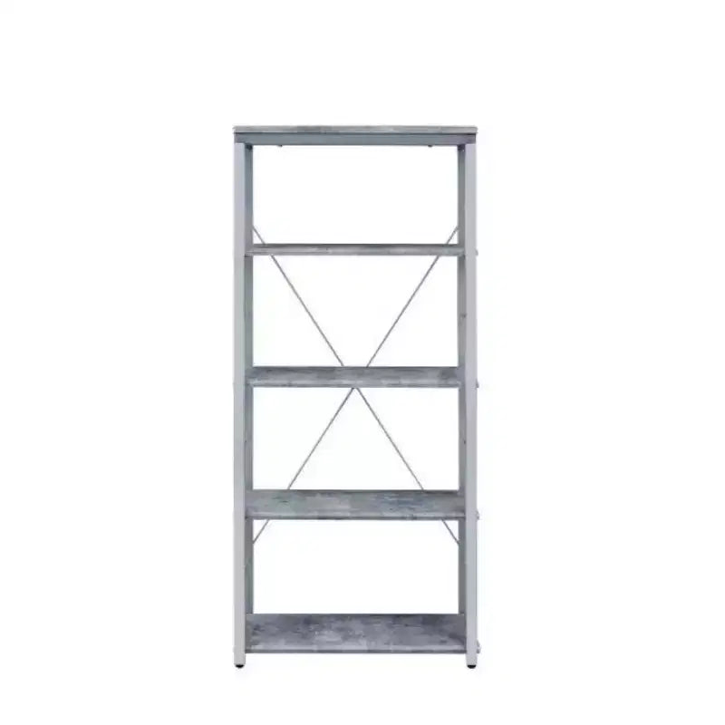 Bibliothèque étagère à quatre niveaux en métal gris et argenté HomeRoots