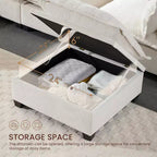 Canapé d'angle modulable Whisen avec pouf de rangement mobile, canapé en U 7 places
