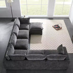 Canapé d'angle modulable Whisen avec pouf de rangement mobile, canapé en U 7 places