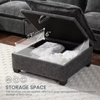Canapé d'angle modulable Whisen avec pouf de rangement mobile, canapé en U 7 places