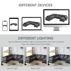 Canapé d'angle modulable Whisen avec pouf de rangement mobile, canapé en U 7 places