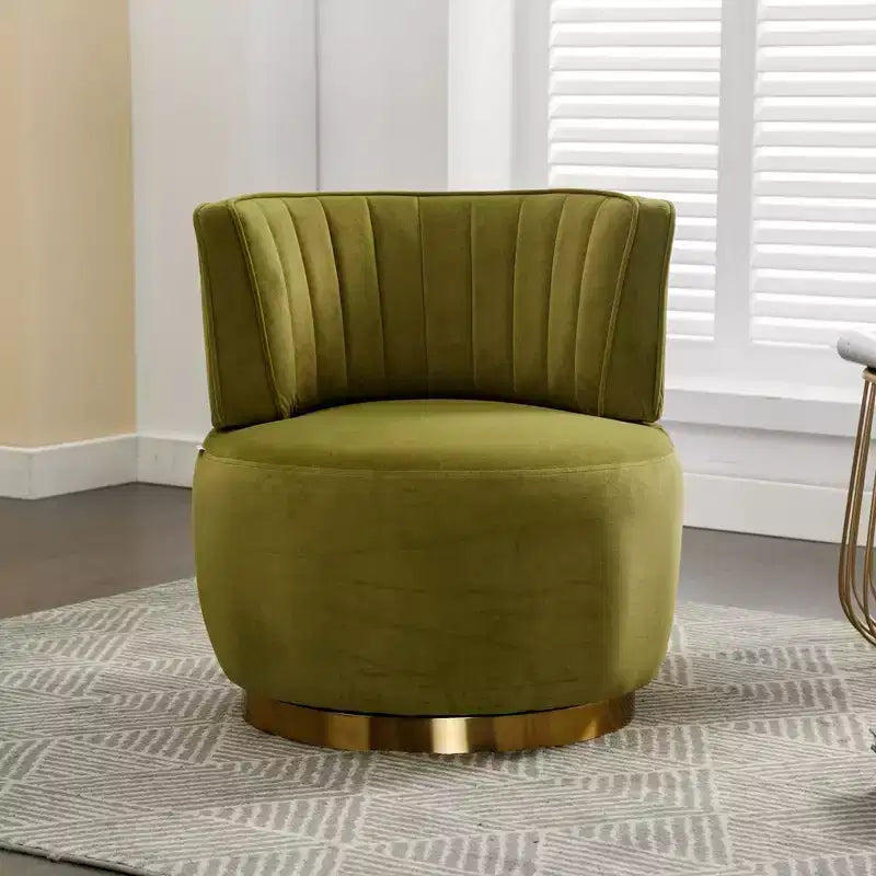 Fauteuil rond : pivotant, velours, salon
