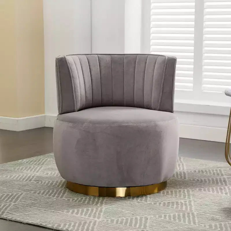 Fauteuil rond : pivotant, velours, salon