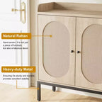 Meuble à chaussures avec 3 portes en rotin, organiseur de rangement à chaussures autoportant avec étagères réglables, armoire de rangement à chaussures à 7 niveaux pour entrée, salon