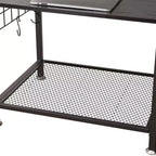 Meuble TV VECELO avec support et prise de courant, Console avec centre de divertissement réglable en hauteur et étagères de rangement pour TV de 70 po, Noir/Marron