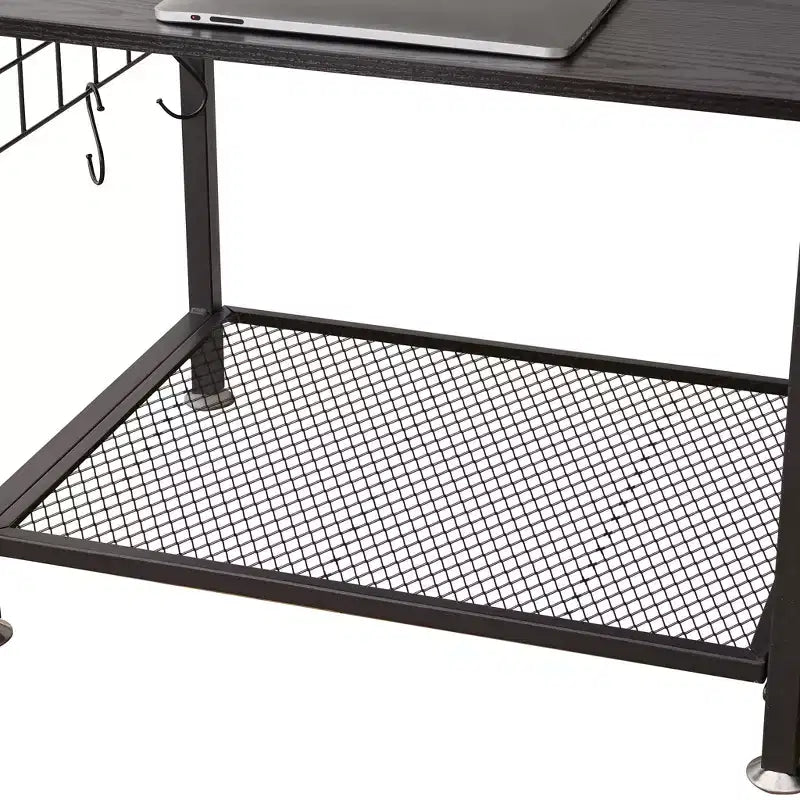 Meuble TV VECELO avec support et prise de courant, Console avec centre de divertissement réglable en hauteur et étagères de rangement pour TV de 70 po, Noir/Marron
