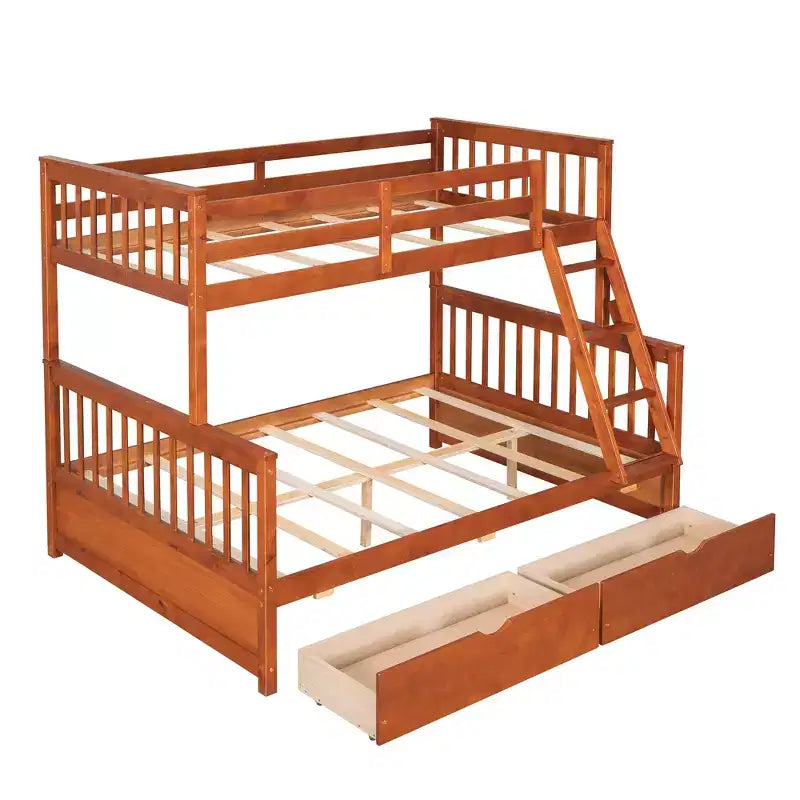 Lit superposé Whisen double sur intégral avec échelles et deux tiroirs de rangement
