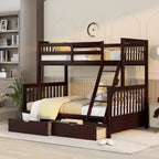 Whisen Twin over Full Bunk Bed with Ladders and Two Storage Drawers