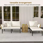 Yaheetech Salon de jardin 3 pièces modulable en forme de L avec table, coussins et oreillers pour le jardin, la terrasse, le bord de la piscine