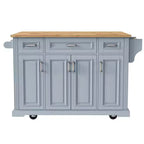 Îlot de cuisine Whisen 54 avec abattant en bois d'hévéa, chariot de cuisine texturé en relief sur roulettes avec rangements multiples