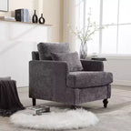 Fauteuil d'appoint moderne, cadre en bois, design capitonné, chaise longue de style milieu de siècle.