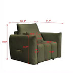 Fauteuil de salon contemporain rembourré - 96,8 cm, tissu Teddy, avec oreiller