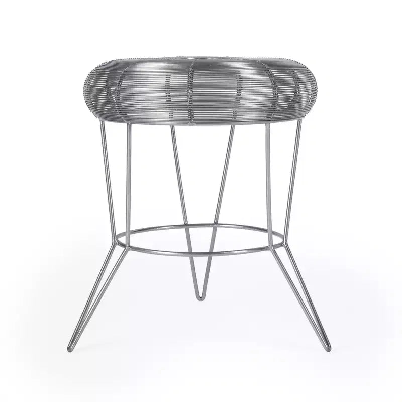 Table d'appoint ronde HomeRoots 18 en fil d'argent