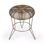 HomeRoots 18 Antique Gold Iron Round End Table