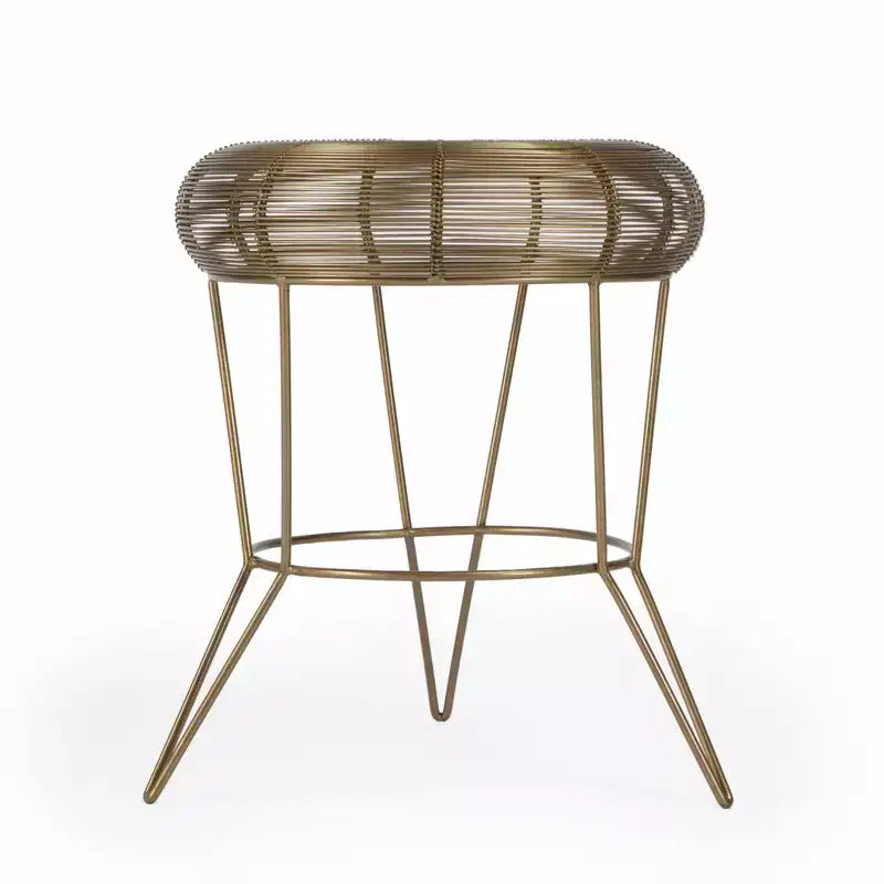 HomeRoots Table d'appoint ronde en fer doré antique 18