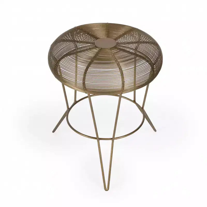 HomeRoots Table d'appoint ronde en fer doré antique 18