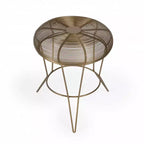 HomeRoots Table d'appoint ronde en fer doré antique 18