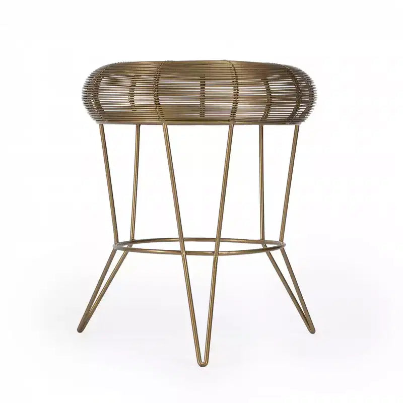 HomeRoots Table d'appoint ronde en fer doré antique 18