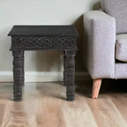Table d'appoint HomeRoots 24 en bois massif noir vieilli