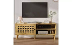 Heynemo TV Stand with Storage for 55 Inch TVs, Wood TV Entertainment Center, Mid Century Modern TV Entertainment Center with Storage, Bedroom Natural