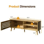 Meuble TV Heynemo avec rangement pour téléviseurs de 55 pouces, meuble TV en bois, meuble TV de style scandinave avec rangement, chambre à coucher, couleur bois naturel