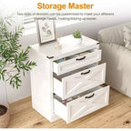 Heynemo Table de chevet large pour chambre à coucher, table de chevet en bois en forme de X avec 3 tiroirs, table d'appoint de style ferme avec tiroirs, table de chevet pour la maison, blanc