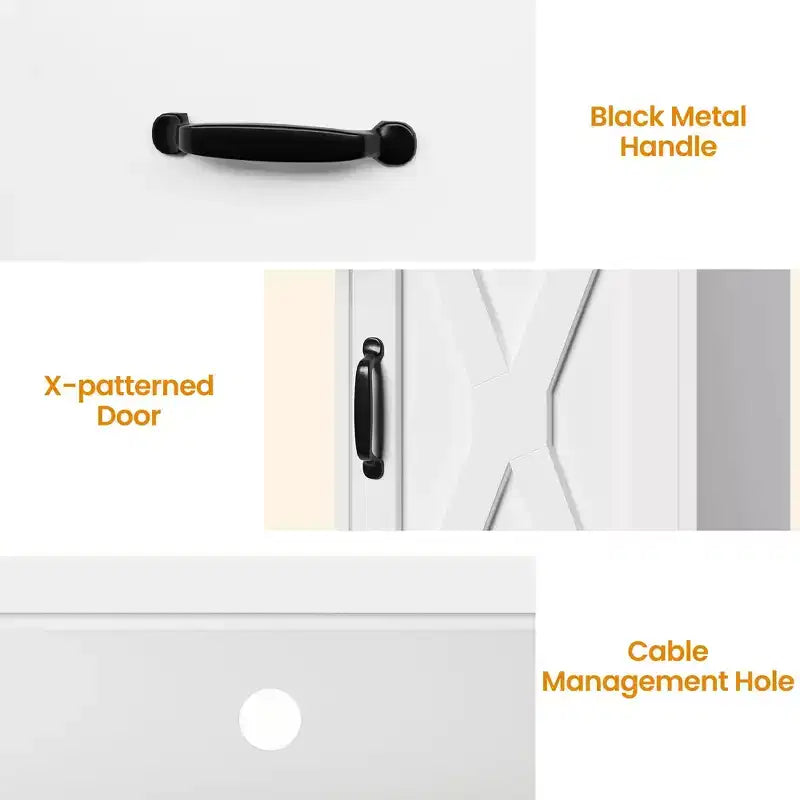 Meuble TV Heynemo pour téléviseurs jusqu'à 75'', console multimédia de style campagnard avec étagères réglables, meuble TV pour salon