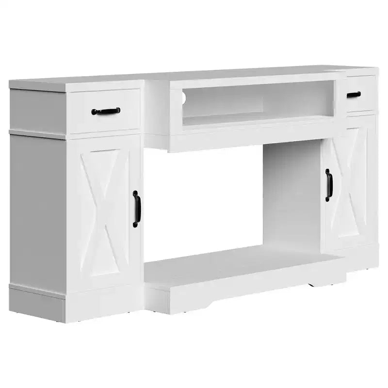 Meuble TV Heynemo pour téléviseurs jusqu'à 75'', console multimédia de style campagnard avec étagères réglables, meuble TV pour salon