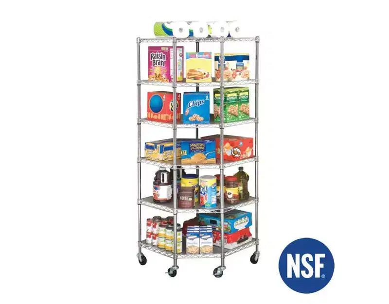 Étagère d'angle en acier Seville Classics UltraDurable à 6 niveaux certifiée NSF, 71,12 cm P x 71,12 cm L x 182,88 cm H