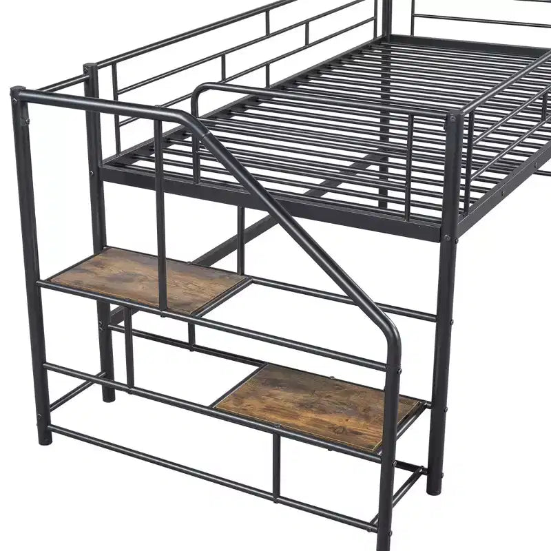 Lit mezzanine mi-hauteur Whisen 88,80''L 41,40''l 39,00''H avec escalier de rangement