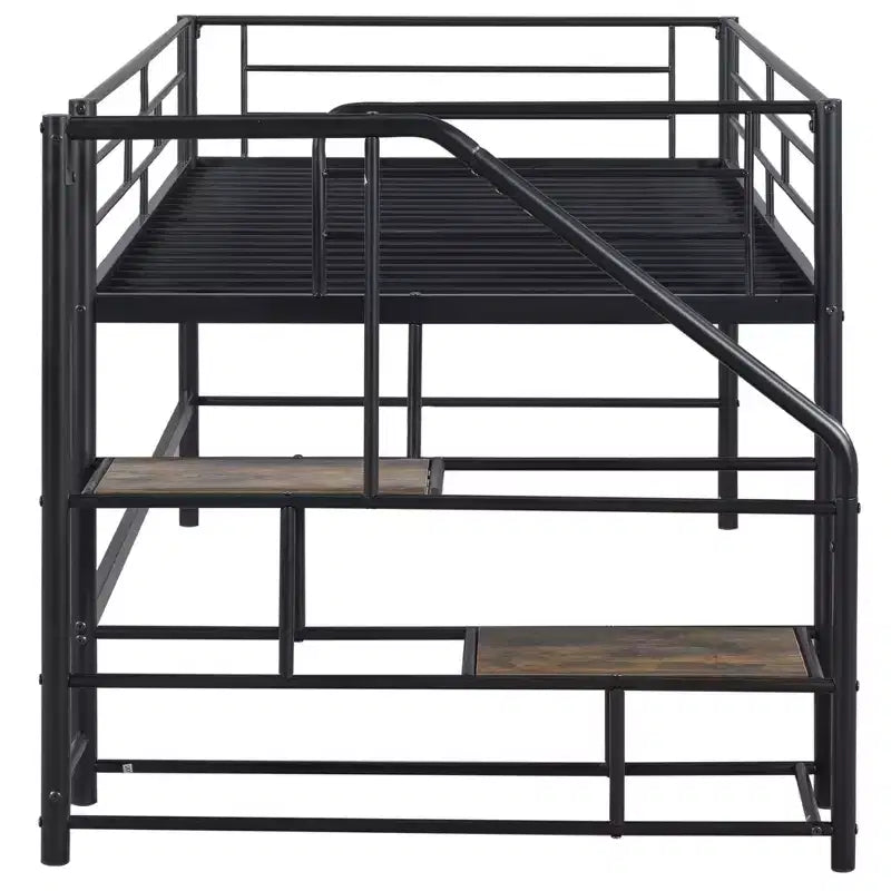 Lit mezzanine mi-hauteur Whisen 88,80''L 41,40''l 39,00''H avec escalier de rangement