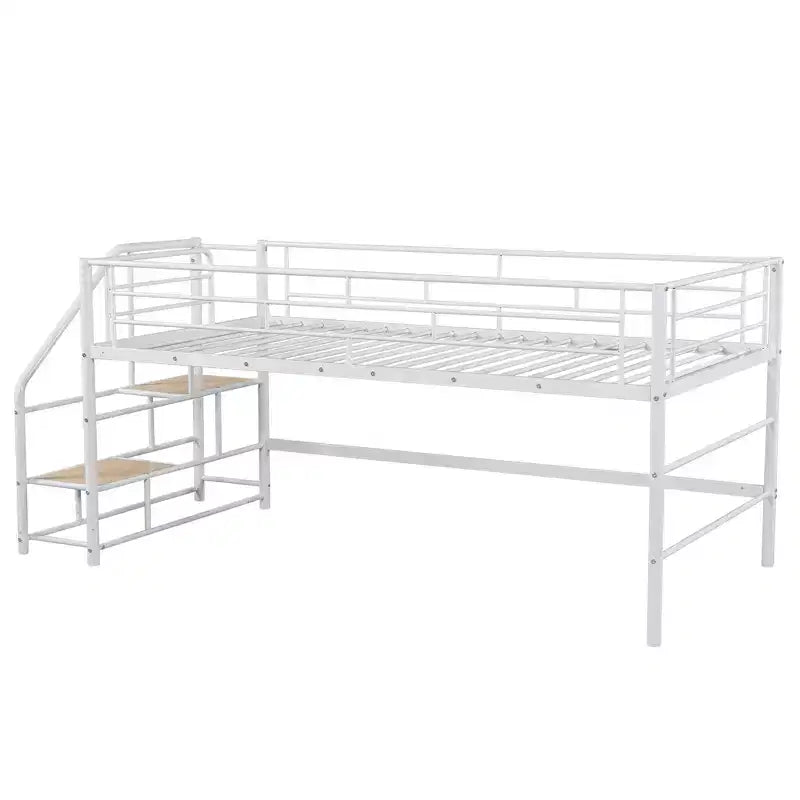 Lit mezzanine mi-hauteur Whisen 88,80''L 41,40''l 39,00''H avec escalier de rangement
