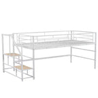 Lit mezzanine mi-hauteur Whisen 88,80''L 41,40''l 39,00''H avec escalier de rangement