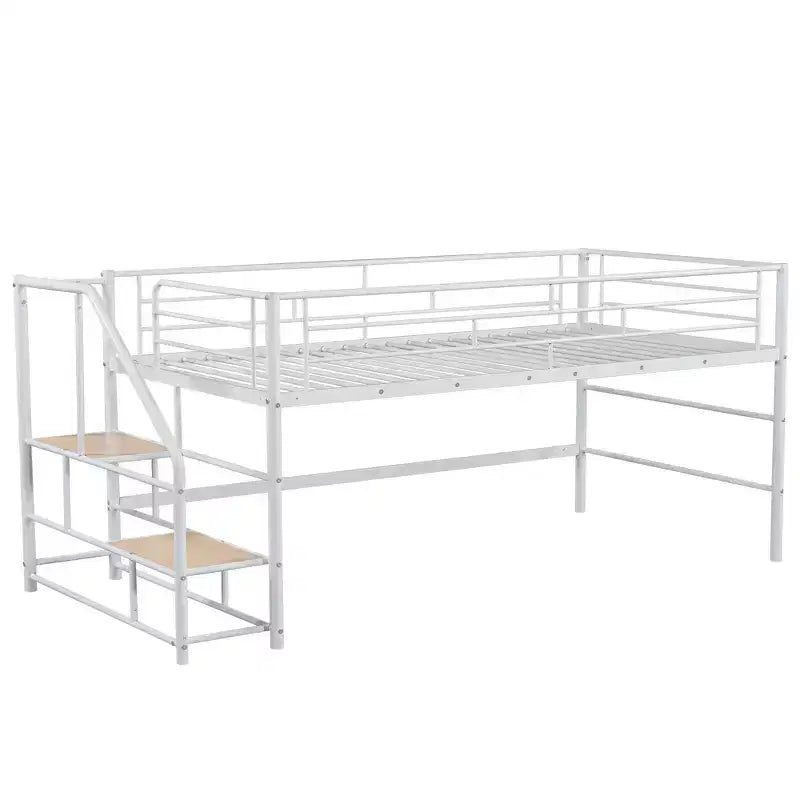 Lit mezzanine mi-hauteur Whisen 88,80''L 41,40''l 39,00''H avec escalier de rangement