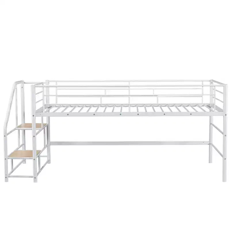 Lit mezzanine mi-hauteur Whisen 88,80''L 41,40''l 39,00''H avec escalier de rangement