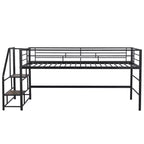 Lit mezzanine mi-hauteur Whisen 88,80''L 41,40''l 39,00''H avec escalier de rangement