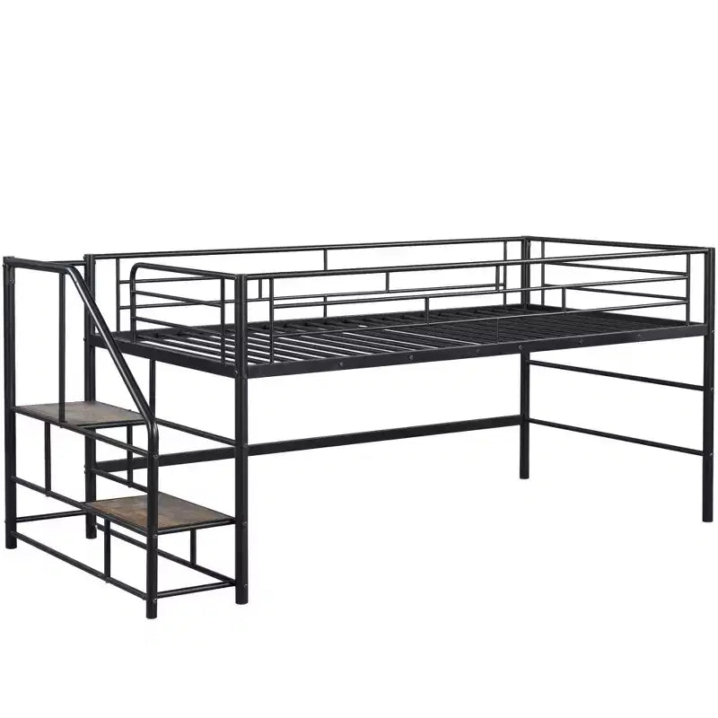 Lit mezzanine mi-hauteur Whisen 88,80''L 41,40''l 39,00''H avec escalier de rangement