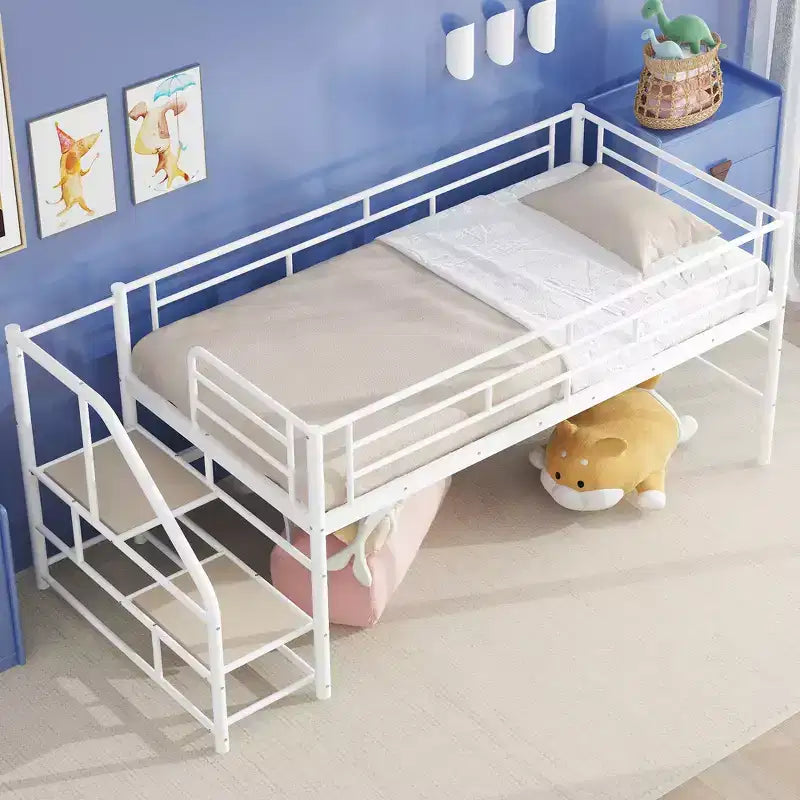 Lit mezzanine mi-hauteur Whisen 88,80''L 41,40''l 39,00''H avec escalier de rangement