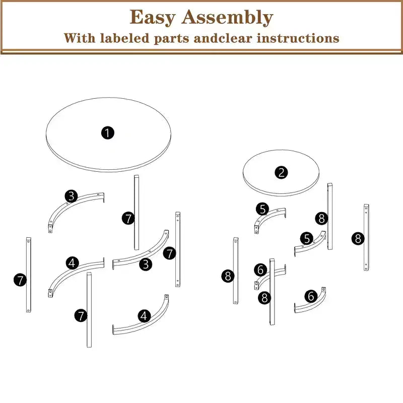 VECELO Tables gigognes basses (lot de 2), tables d'appoint rondes en bois avec pieds antidérapants réglables pour le salon, marron