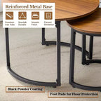 VECELO Tables gigognes basses (lot de 2), tables d'appoint rondes en bois avec pieds antidérapants réglables pour le salon, marron