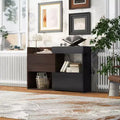 32.5''-58.8'' Extendable & Rotating Shoe Cabinet with Drawer, 90-Degree Corner Storage Cabinet for Entryway & Living Room, Black+Walnut - ModernLuxe