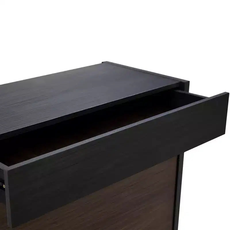 Meuble à chaussures extensible et rotatif de 82,5 cm à 149,3 cm avec tiroir, meuble de rangement d'angle à 90 degrés pour entrée et salon, noir + noyer - ModernLuxe