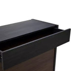 Meuble à chaussures extensible et rotatif de 82,5 cm à 149,3 cm avec tiroir, meuble de rangement d'angle à 90 degrés pour entrée et salon, noir + noyer - ModernLuxe