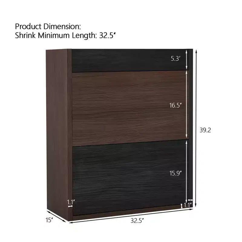Meuble à chaussures extensible et rotatif de 82,5 cm à 149,3 cm avec tiroir, meuble de rangement d'angle à 90 degrés pour entrée et salon, noir + noyer - ModernLuxe