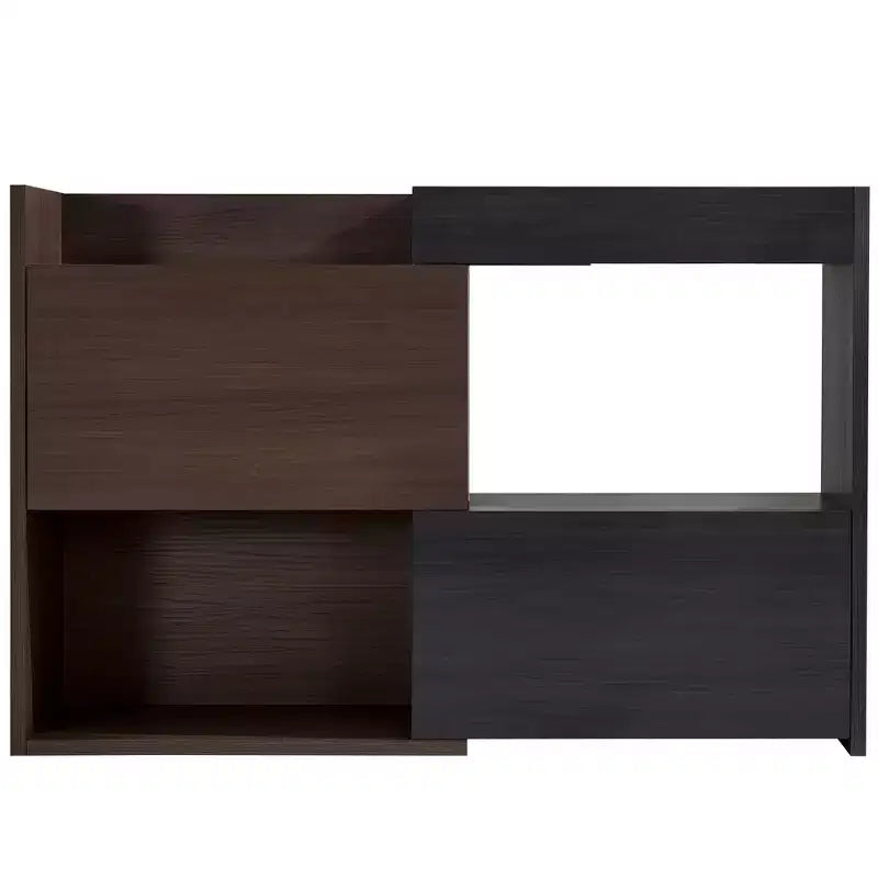 Meuble à chaussures extensible et rotatif de 82,5 cm à 149,3 cm avec tiroir, meuble de rangement d'angle à 90 degrés pour entrée et salon, noir + noyer - ModernLuxe
