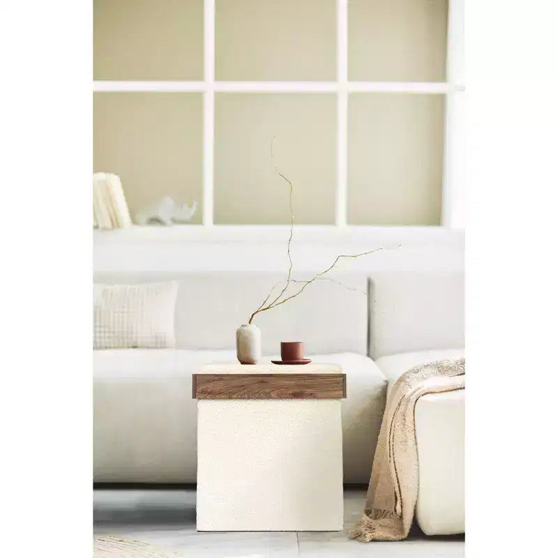 Pouffe Bouclé Polyvalent avec Rangement Caché Household Essentials