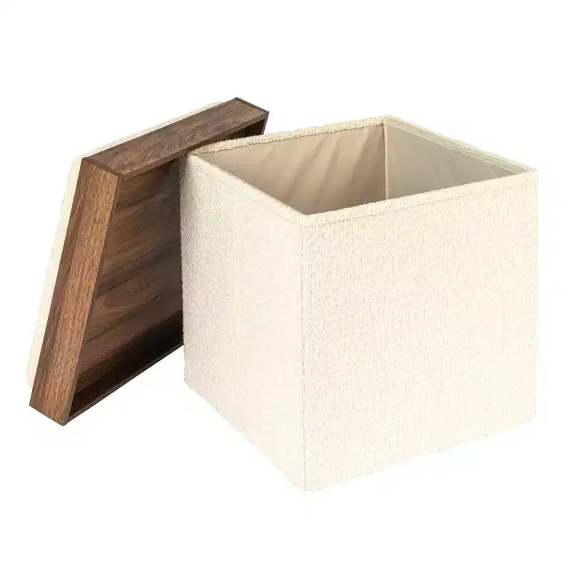 Pouffe Bouclé Polyvalent avec Rangement Caché Household Essentials