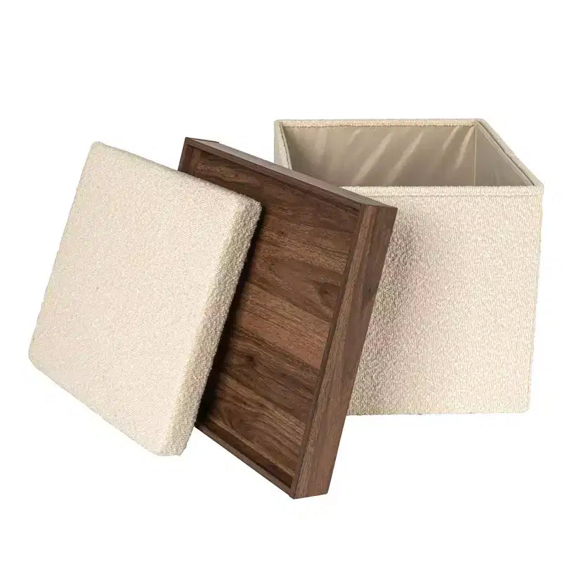 Pouffe Bouclé Polyvalent avec Rangement Caché Household Essentials